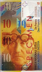 Le Corbusier on a Swiss 10 Francs banknote