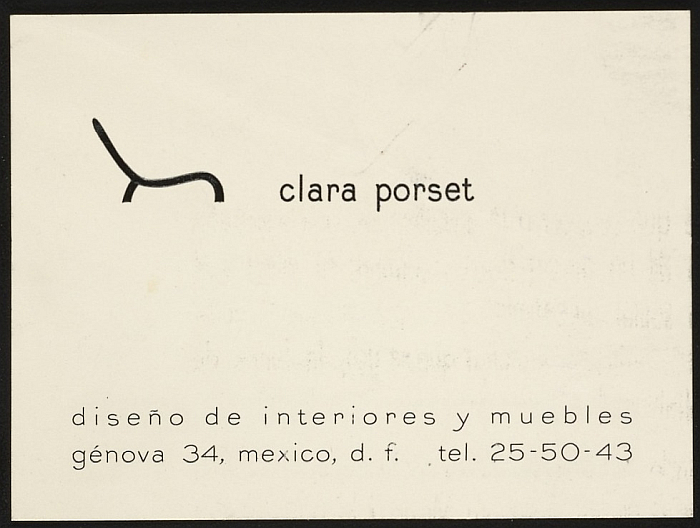 Clara Porset. Diseño de interiores y muebles (Courtesy Esther McCoy papers, Archives of American Art, Smithsonian Institution)