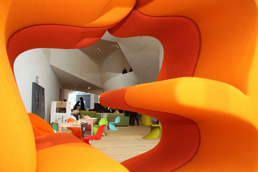 Vitrahaus: As seen through a Living Tower from Verner Panton