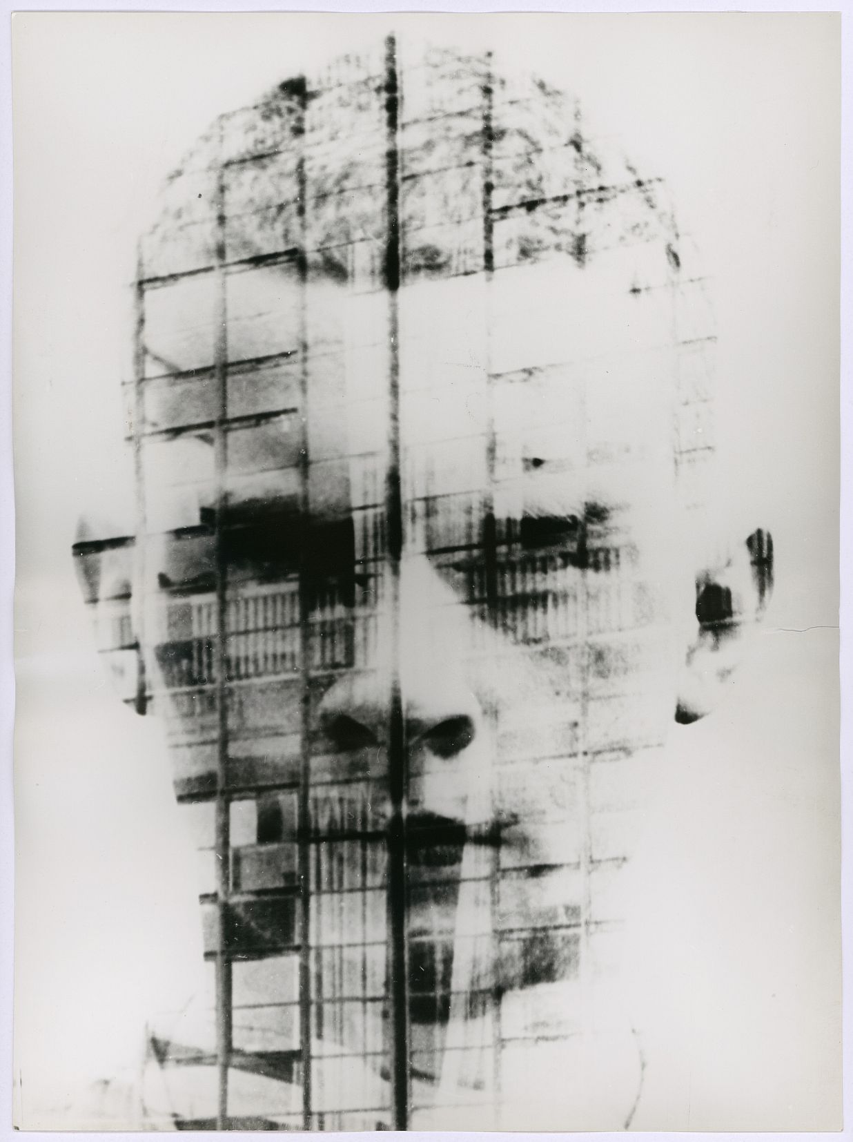 Hajo Rose: A self-portrait combined with the facade of Bauhaus Dessau