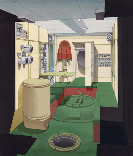 Design of cabin of Mir space station, Final version of interior design (1980) © Archive Galina Balaschowa