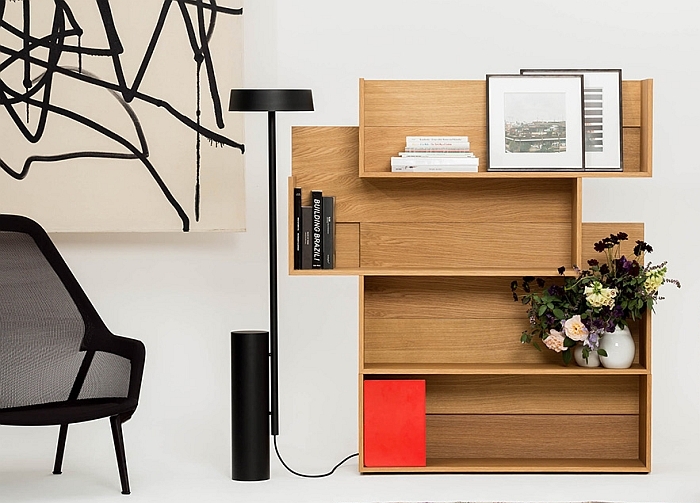 The Shift shelf by New Tendency & December Lamp by Sebastian Schönheit, both through New Tendency