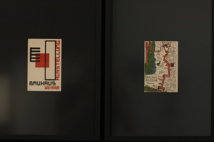 Two postcards for the 1923 Bauhaus exhibition in Weimar, as seen at, The Bauhaus #itsalldesign, Vitra Design Museum