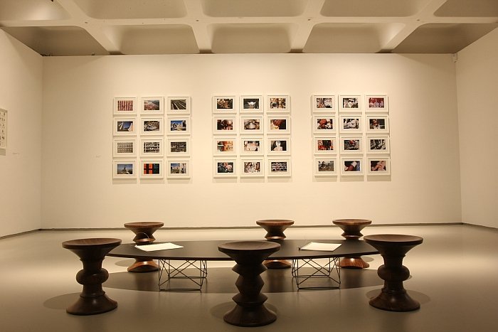 Photos from India, and assorted Eames furniture, as seen at The World of Charles and Ray Eames, Barbican Art Gallery London