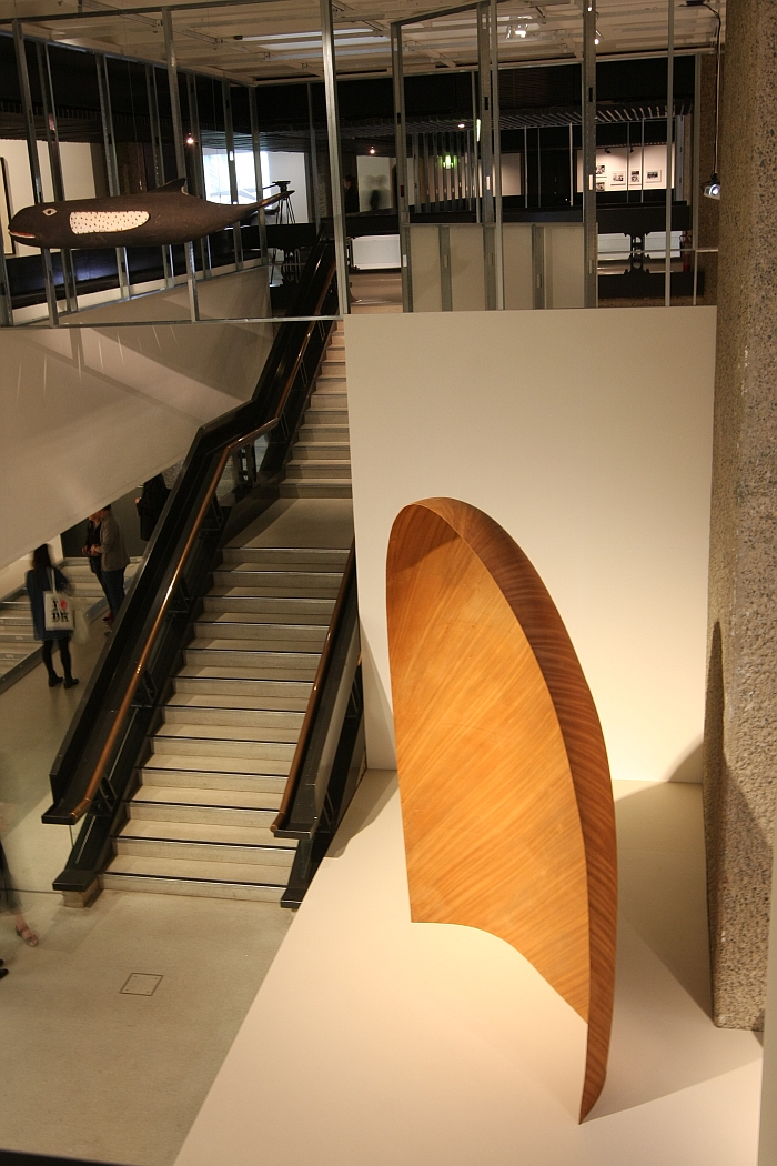 The nose for an experimental plywood glider, developed by Charles & Ray Eames in 1943, as seen at The World of Charles and Ray Eames, Barbican Art Gallery London