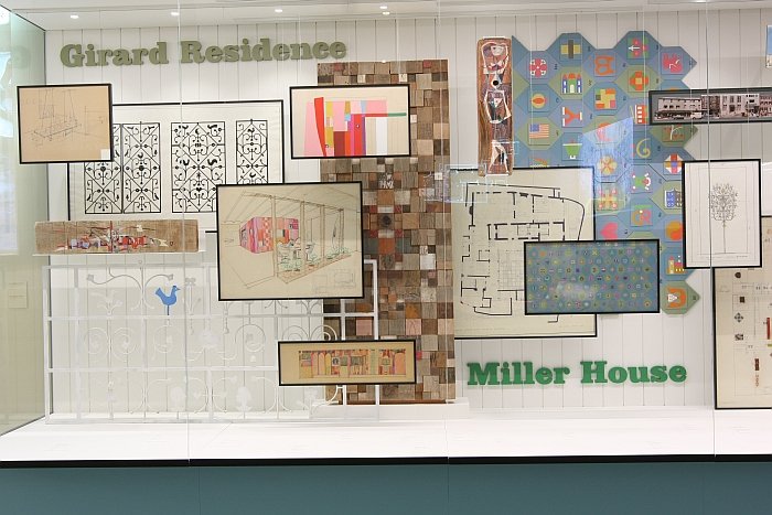 Sketches, plans and objects for and from the Girard Residence and Miller House, as seen at Alexander Girard. A Designer's Universe, Vitra Design Museum