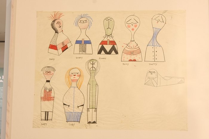 Original Wooden Doll sketches by Alexander Girard, as seen at Alexander Girard. A Designer's Universe, Vitra Design Museum