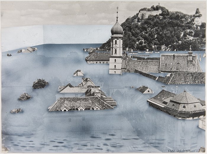 Superstudio, Graz under water,  1971. (Photo © The architects, Courtesy of S AM Schweizerisches Architekturmuseum)