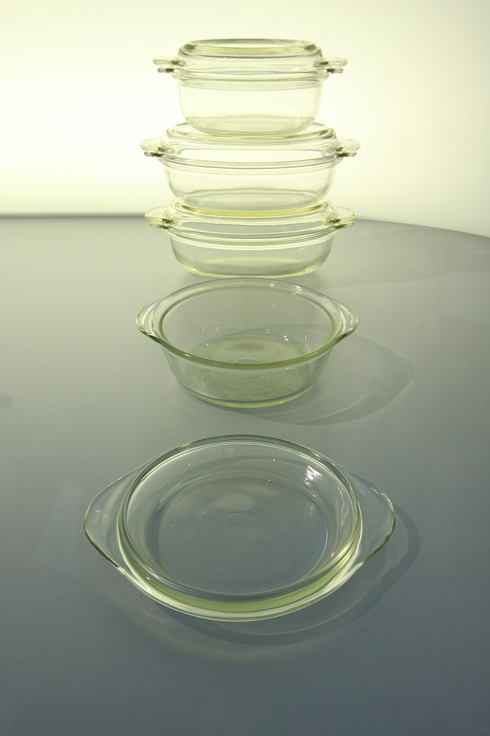 A 1937 Durax baking dish by Wilhelm Wagenfeld. Stackable