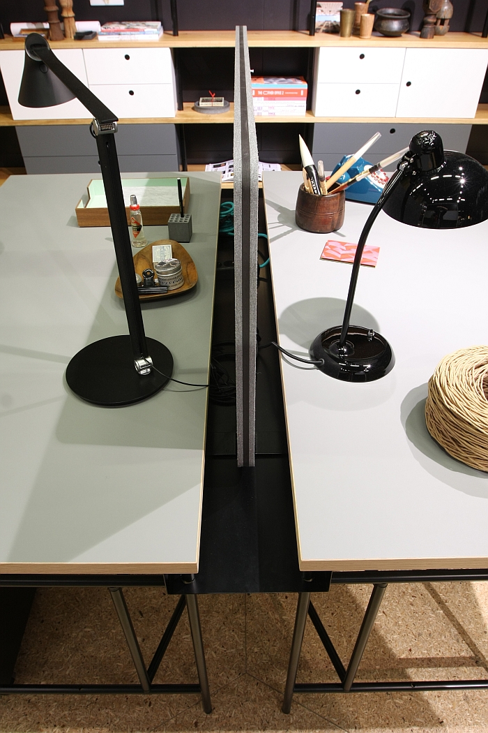 New acoustic elements & connecting trough for Eiermann table frames through Richard Lampert, as seen at Orgatec Cologne 2016