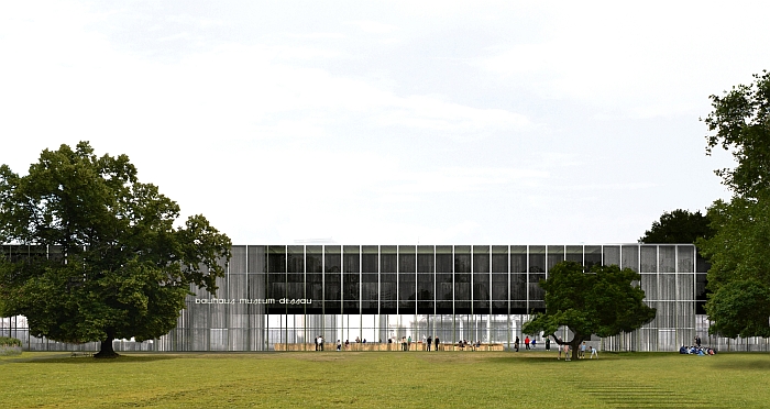 Bauhaus Museum Dessau , view from Stadtpark (Image © Gonzalez Hinz Zabala courtesy Stiftung Bauhaus Dessau)