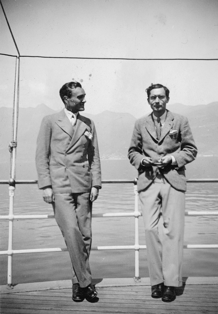 Philip Johnson and Alfred Barr, Lake Maggiore, Switzerland, April 1933. (Photo © The Museum of Modern Art)