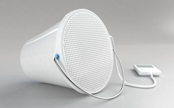 "Sound Bucket" mobile speaker by Gilli Kuchik & Ran Amitai aka Bakery Design (photo courtesy Design Museum Holon)