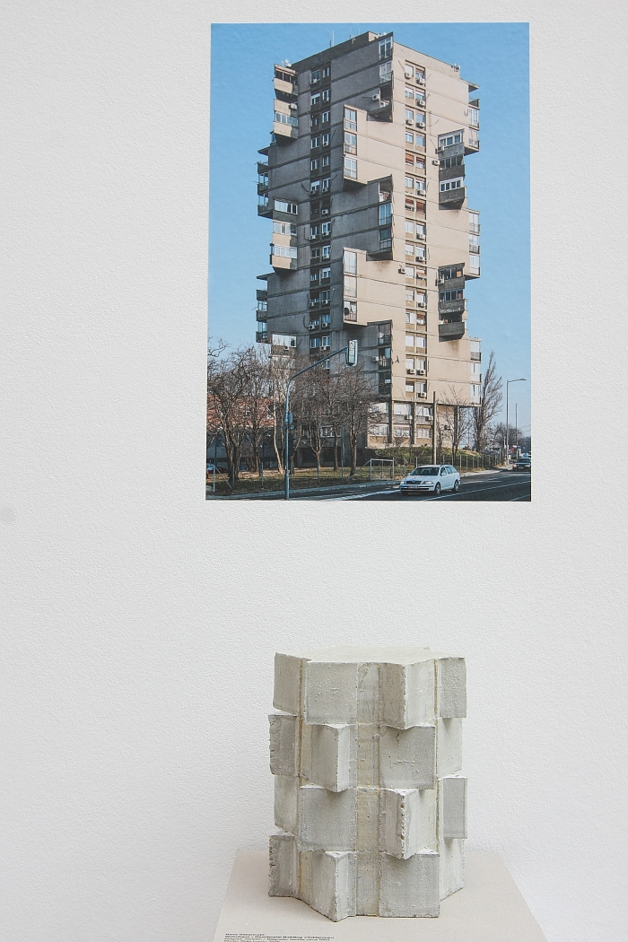 The so-called Toblerone in Belgrade by Rista Sekerinski, as seen at SOS Brutalism - Save the Concrete Monsters, Deutsches Architekturmuseum Frankfurt