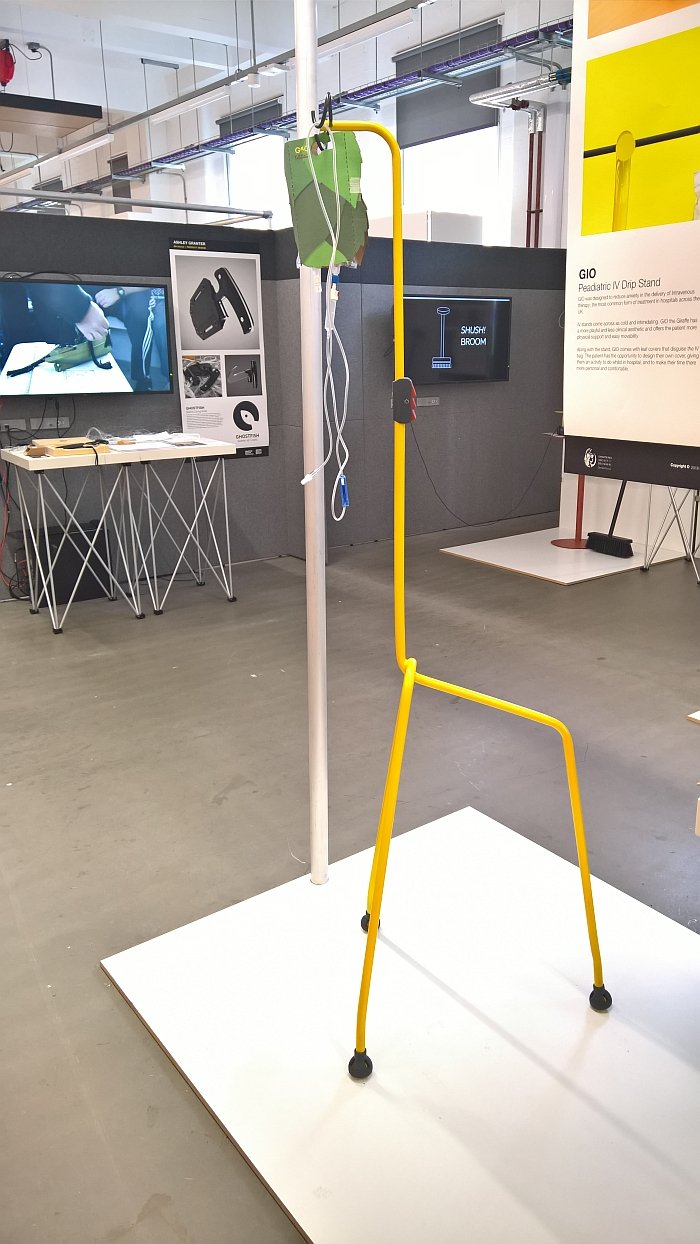 GIO Paediatric IV Drip Stand by Louis Block, as seen at Delivery, Creative Degree Show, Sheffield Institute of Arts