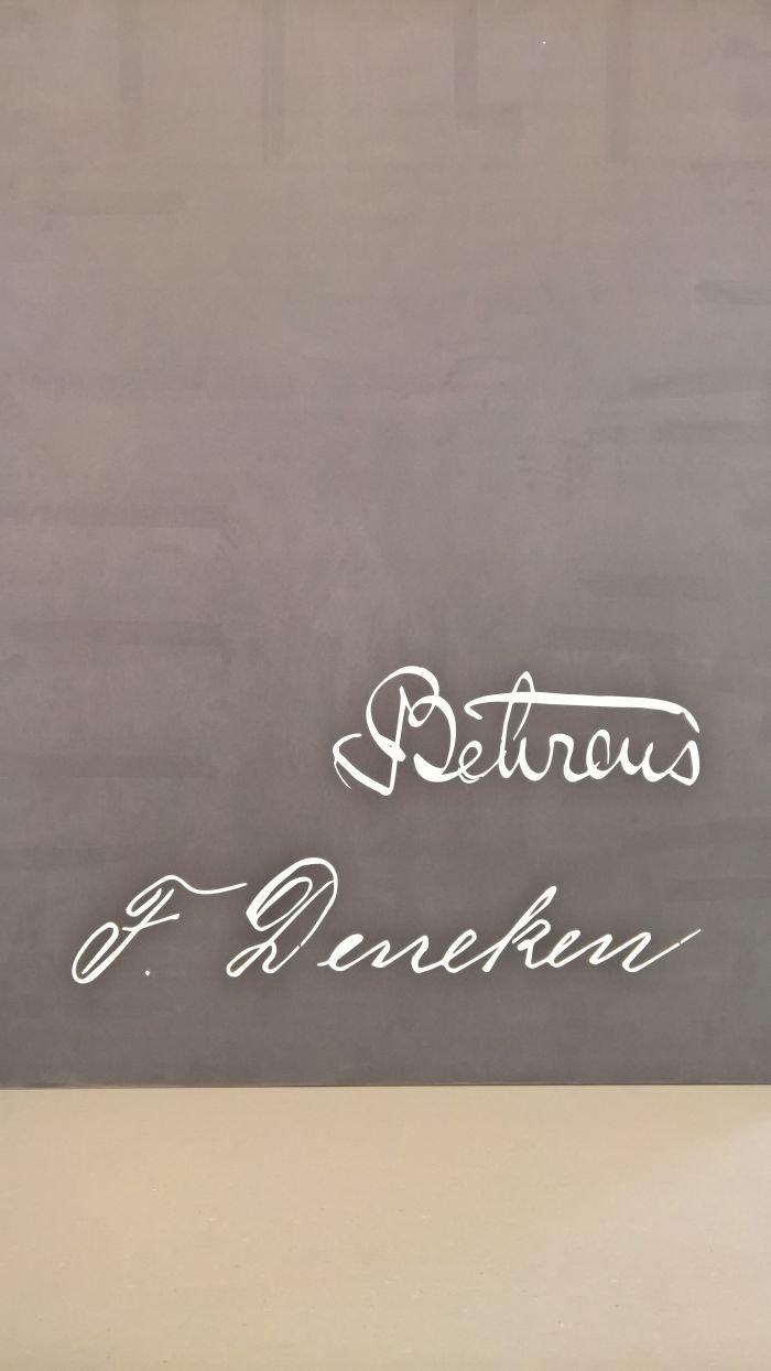 The signatures of Peter Behrens & Friedrich Deneken, as seen at Peter Behrens. The Practical and the Ideal, the Kaiser Wilhelm Museum Krefeld