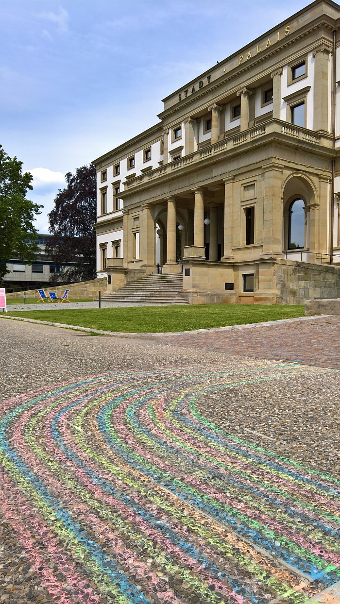 The Guidance System lines arrive at the StadtPalais, as seen during Freiheit 2.0 Stuttgart