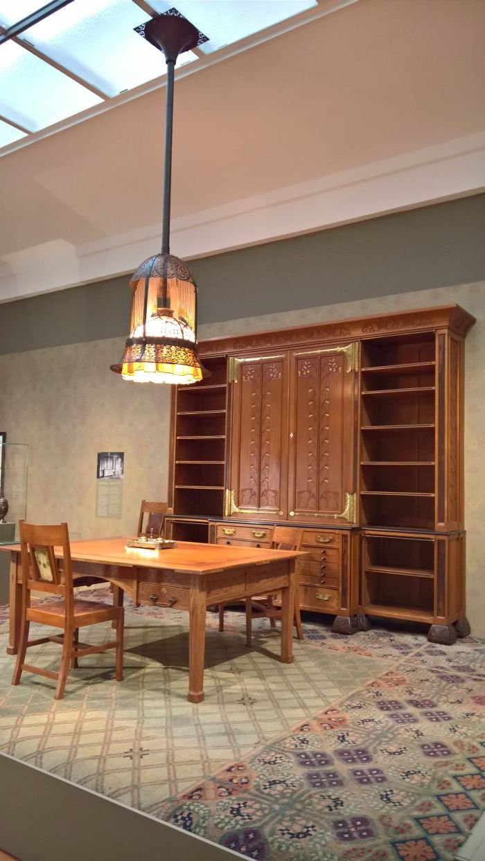 Furniture, lighting, carpet, acessories by Theo Nieuwenhuis for E.J. van Wisselingh, Amsterdam, as seen at Art Nouveau in Nederland, The Gemeentemuseum Den Haag