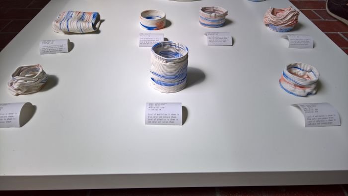 3D printed ceramic objects from the project ME_CHINE by Joana Schmitz & Laura Laipple, as seen at Rundgang 2018, Universität der Künste Berlin