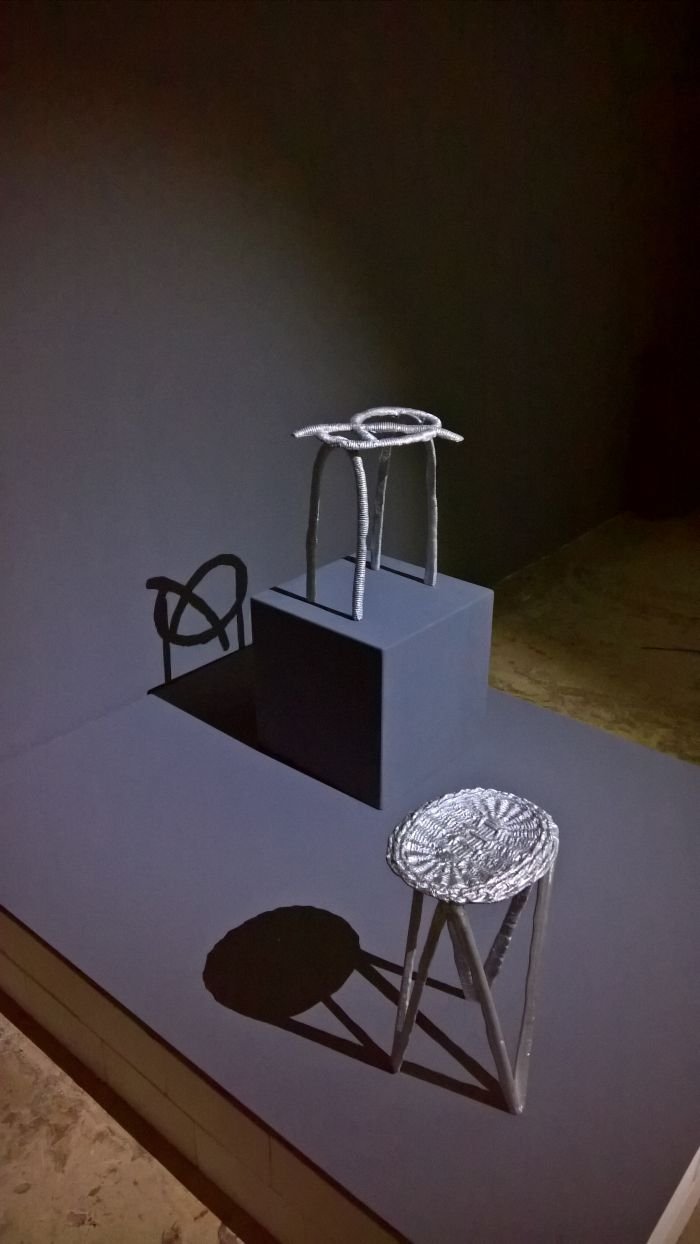 Stools produced by Studio Swine in context of their project Can City, as seen at New Urban Production, Halle 14, Leipzig 