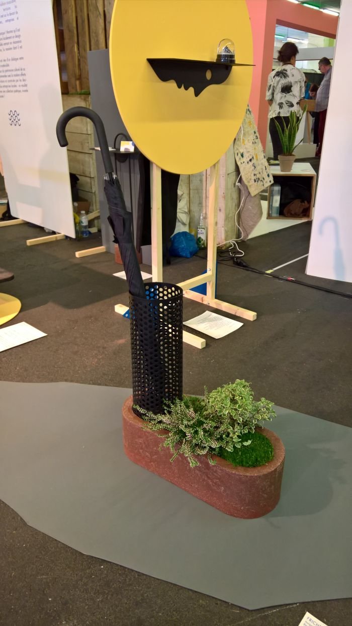 Friche au pied du ballot umbrella stand-flower box by Benjamin Helle through Aequo Edition, as seen at Paris Design Week 2018