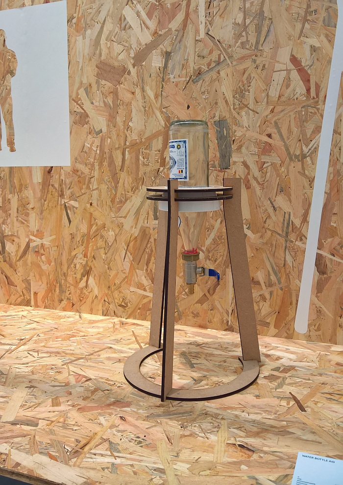 Water Bottle Aid by Olivier Denivelle, Femke Florissone & Johannes van Leuven, part of Design for [every]oneFragilitas, La Boverie, as seen during Reciprocity Design Triennale Liege 2018