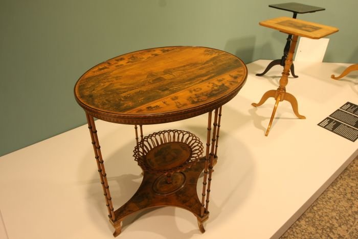 A table by Joseph Schneevogl with an impression of Tegernsee, as seen at Inside Out. Understanding the art of furniture making, the Kunstgewerbemuseum Berlin