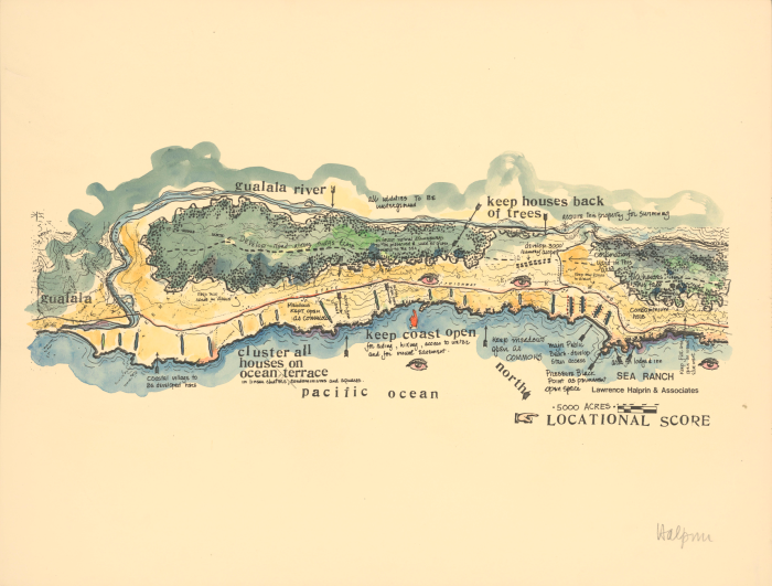 Sea Ranch Locational Score for The Sea Ranch by Lawrence Halprin ( © & courtesy of Lawrence Halprin Collection, The Architectural Archives, University of Pennsylvania.)