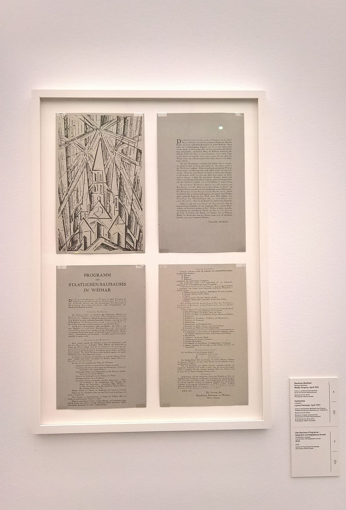 The 1919 Bauhaus Manifesto by Walter Gropius and first Bauhaus teaching programme, as seen at Bauhaus Imaginista, Haus der Kulturen der Welt, Berlin