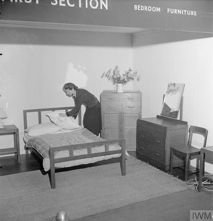 A Utility bedroom, part of a display of Utility furniture at the Building Centre, London in 1942 (Image © IWM (D 11051) )