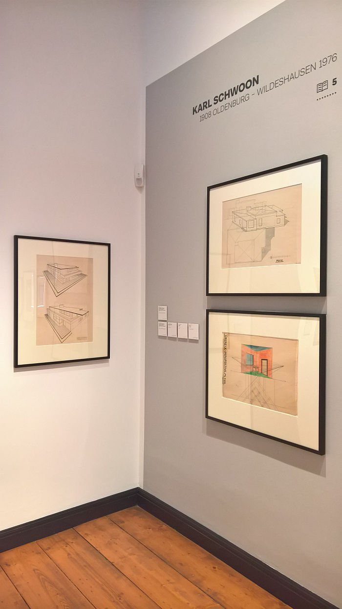 Plans by Karl Schwoon from his studies at Bauhaus Dessau, as seen at Between Utopia and Adaptation. The Bauhaus in Oldenburg, Landesmuseum für Kunst und Kulturgeschichte Oldenburg