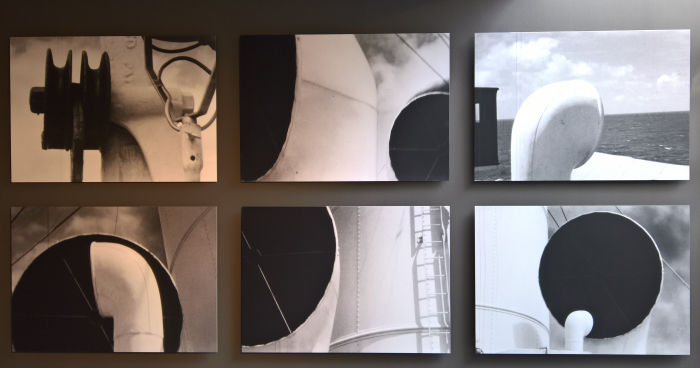 Photos of the cowls of the steamer Conte Biancamano by Le Corbusier, as seen at Mon univers, Pavillon Le Corbusier, Zürich