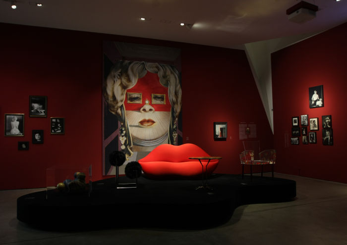 Mae West's Face which May be Used as a Surrealist Apartment by Salvador Dalí and Marilyn/Bocca by Studio65 for Gufram, as seen at Objects of Desire. Surrealism and Design 1924 - Today, Vitra Design Museum 