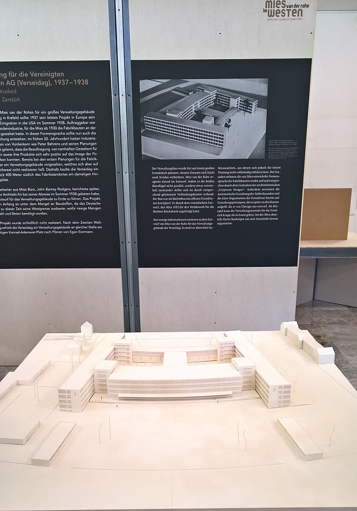 The proposed Vereinigten Seidenwebereien HQ in Krefeld by Ludwig Mies van der Rohe, as seen at Mies im Westen, Landeshaus des LVR Cologne