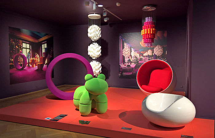 Works by Eero Aarnio & Verner Panton, as seen at Nordic Design. The Response to the Bauhaus, Bröhan Museum, Berlin