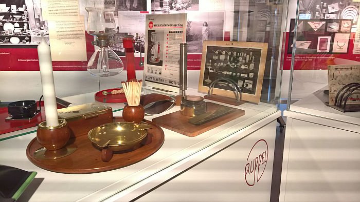 Wood and metal objects by Marianne Brandt for Ruppelwerk Gotha, as seen at Inspired by Bauhaus - Gotha Experiences Modernity, the KunstForum Gotha