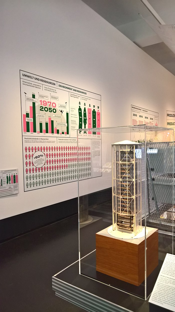 A model of Othmar Ruthner's 1963 growing tower, as seen at Future Food. What will we eat tomorrow?, Deutsches Hygiene-Museum, Dresden 