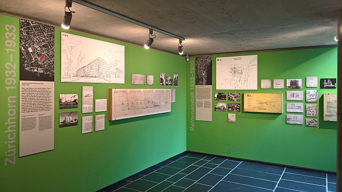 Presentations of the Hornbachstrasse apartment block and Rentenanstalt competition, as seen at Le Corbusier and Zürich, Museum für Gestaltung, Pavillon Le Corbusier, Zürich