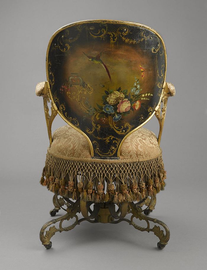 The painted back of a Centripetal Spring Chair by Thomas E. Warren for the American Chair Company (Image © and courtesy Brooklyn Museum, Brooklyn)