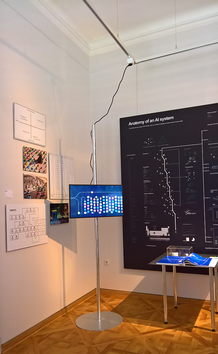 Digicars by Dunne & Raby and Anatomy of an AI System by Kate Crawford & Vladan Joler, as seen at Common Knowledge - Design in Times of the Information Crisis, Kunstgewerbemuseum Dresden