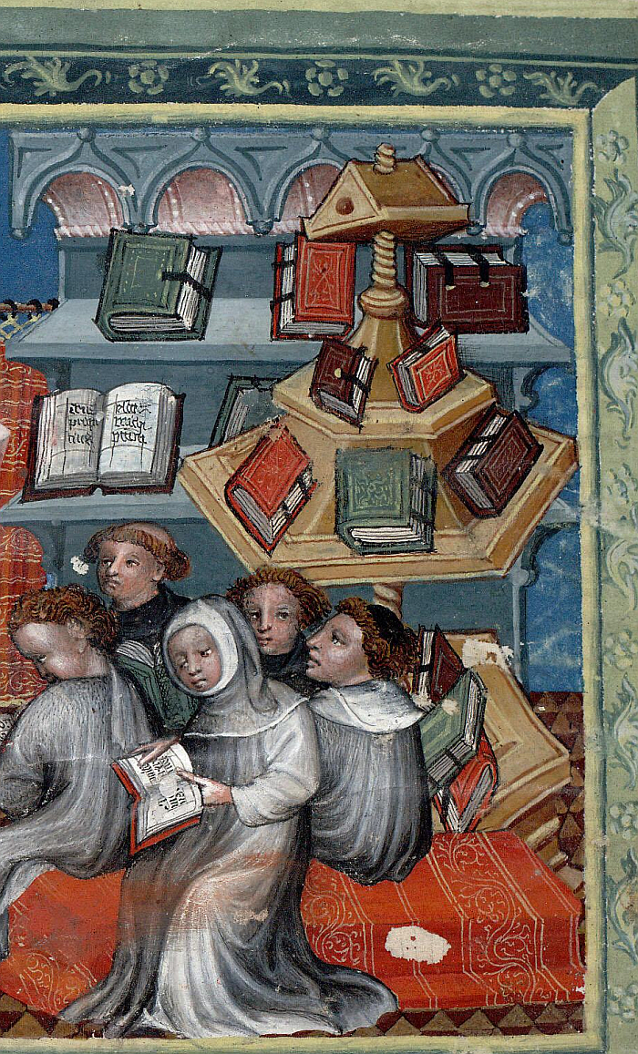 Detail from Bible historiale by Petrus Comestor ca. 1415-1420 CE (image Bibl. Mazarine, ms. 0313, via La Bibliothèque virtuelle des manuscrits médiévaux, CC BY-NC 3.0)