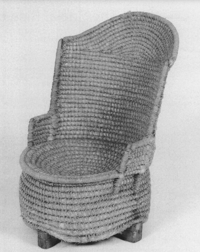 An example of an early wood skeleton, full weave Orkney Chair