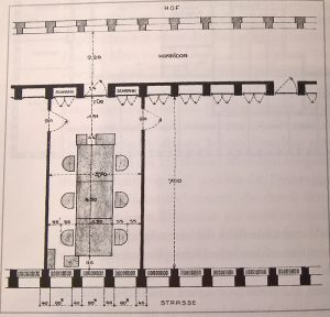 The 7m x 3.7m “cell of the body” standardised office unit in the Mannesmann-Haus, Düsseldorf by Peter Behrens