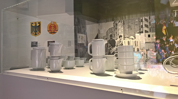 Stacking crokery from the West German, stacking crockery from East Germany...but which is which..., as seen at German Design 1949–1989. Two Countries, One History, Vitra Design Museum, Weil am Rhein