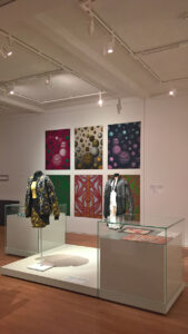 Clothing by HICECREAM aka Leipzig based Romeo OlaJoseph, and fabric designs by Simone Post for Vlisco, as seen at Cultural Affairs. Art without Borders Grassi Museum für Angewandte Kunst, Leipzig