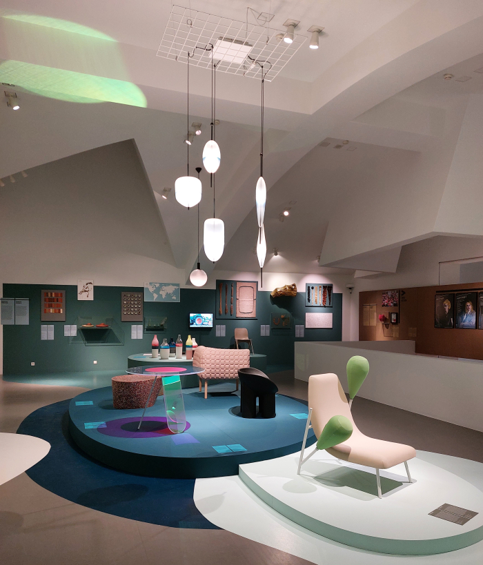 Part of the chapter The Bigger Picture 1990 - Today, including in the foreground Extension de génerosité by Matali Crasset for Campeggi (2017) (f. r.), as seen at Here We Are! Women in Design 1900 - Today, Vitra Design Museum, Weil am Rhein