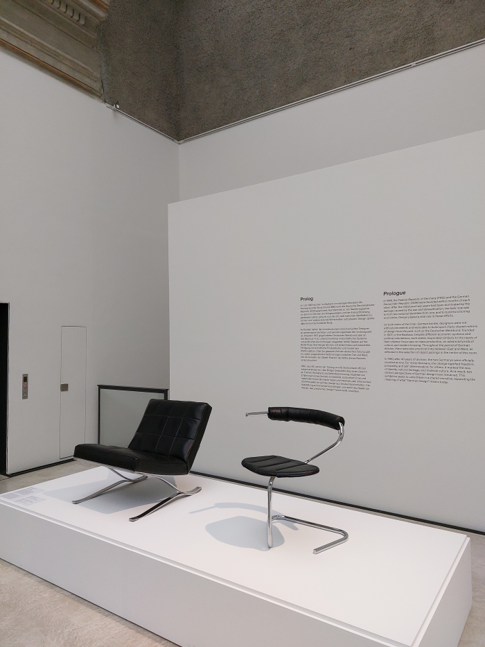 Two takes on inter-War Modernism - Rudolf Horn's Conferstar (l) and Stefan Wewerka's B5 for Tecta (r), as seen at German Design 1949–1989. Two Countries, One History, Kunsthalle im Lipsiusbau, Dresden