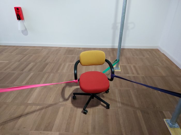 Normal 8: Vitra Allstar office chair with elasticated gymnastics bands (detail), as seen at Konstantin Grcic. New Normals, Haus am Waldsee, Berlin