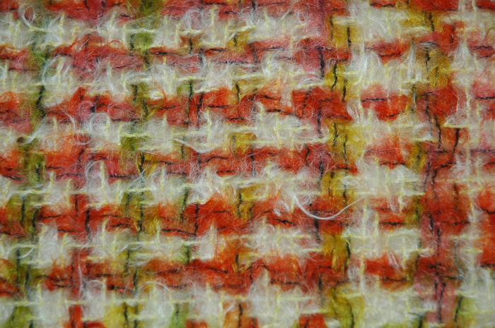 A mohair tweed designed by Bernat Klein based on his painting "Roses" and which marked his international breakthrough in 1962 (Image via Heriot-Watt University's Bernat klein collection on JSTOR)