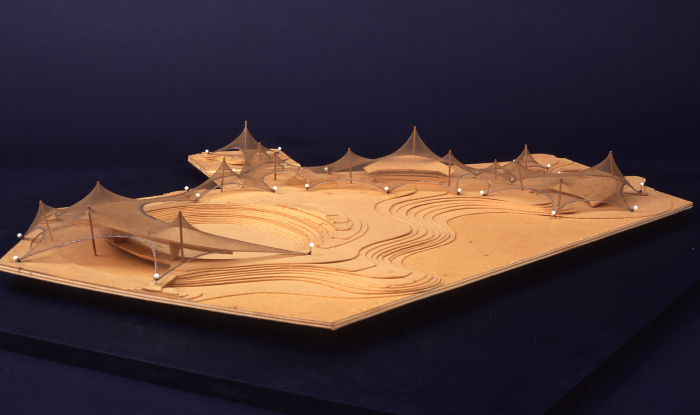 A model of Behnisch & Partner's winning concept for the 1972 Munich Olympic stadium and park (Photo © and courtesy Architekturmuseum der TU München)